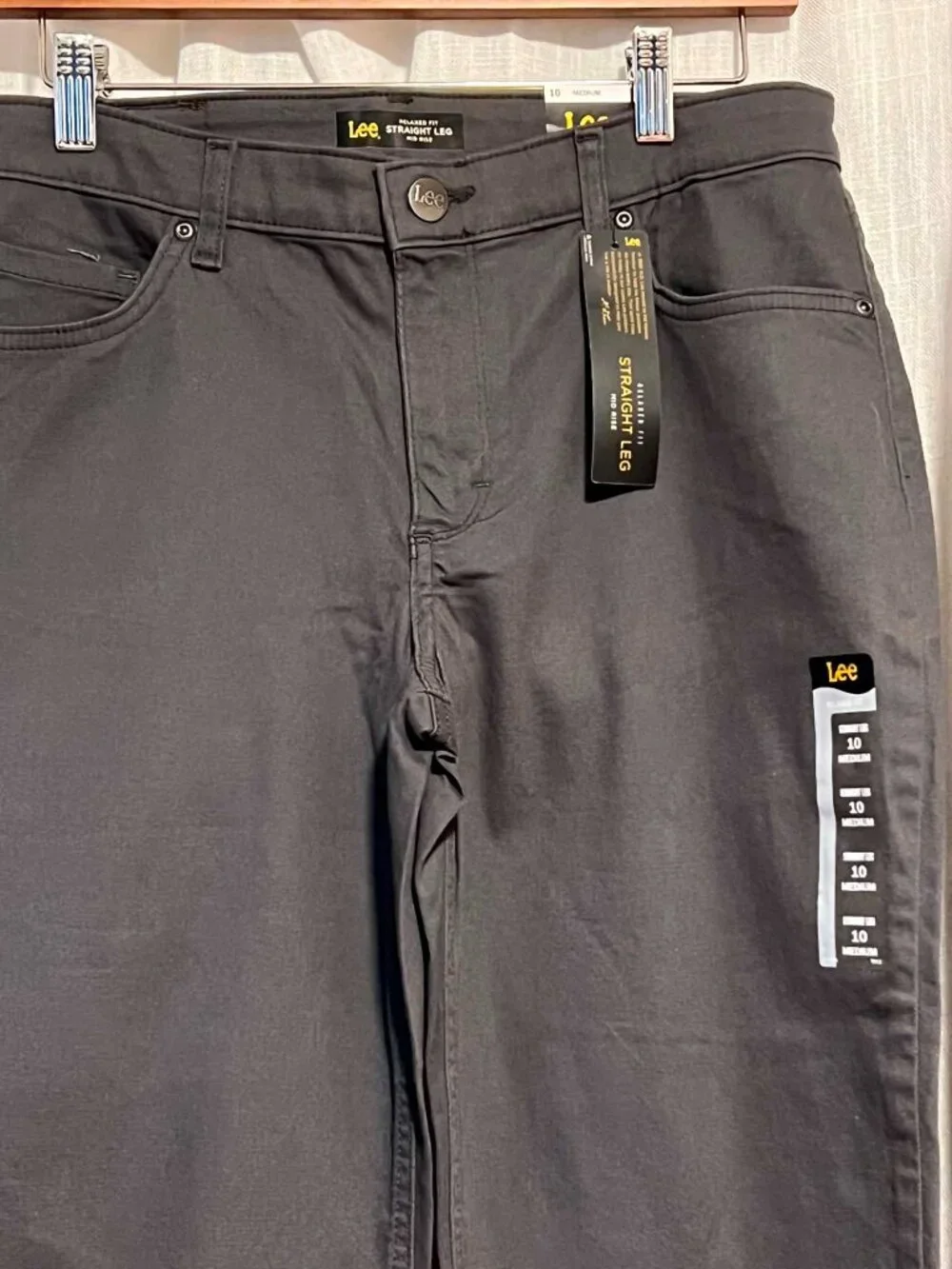 Lee Relaxed Fit Straight Leg Pants Charcoal Grey Size 10